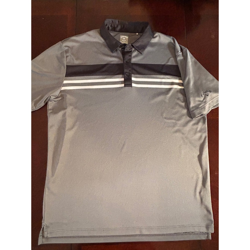 Callaway Opti-Dri Mens XL Golf Shirt Stripe Short Sleeve CALLOUT in description.